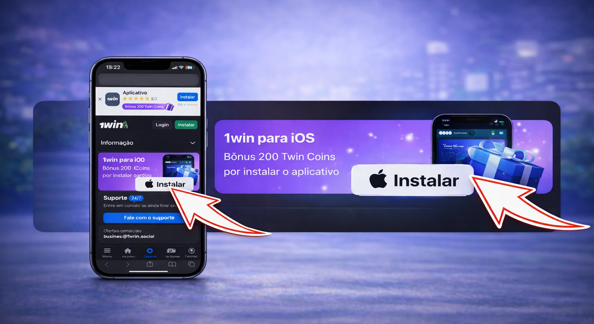 Instalando 1win iOS no seu iPhone - Passo 1
